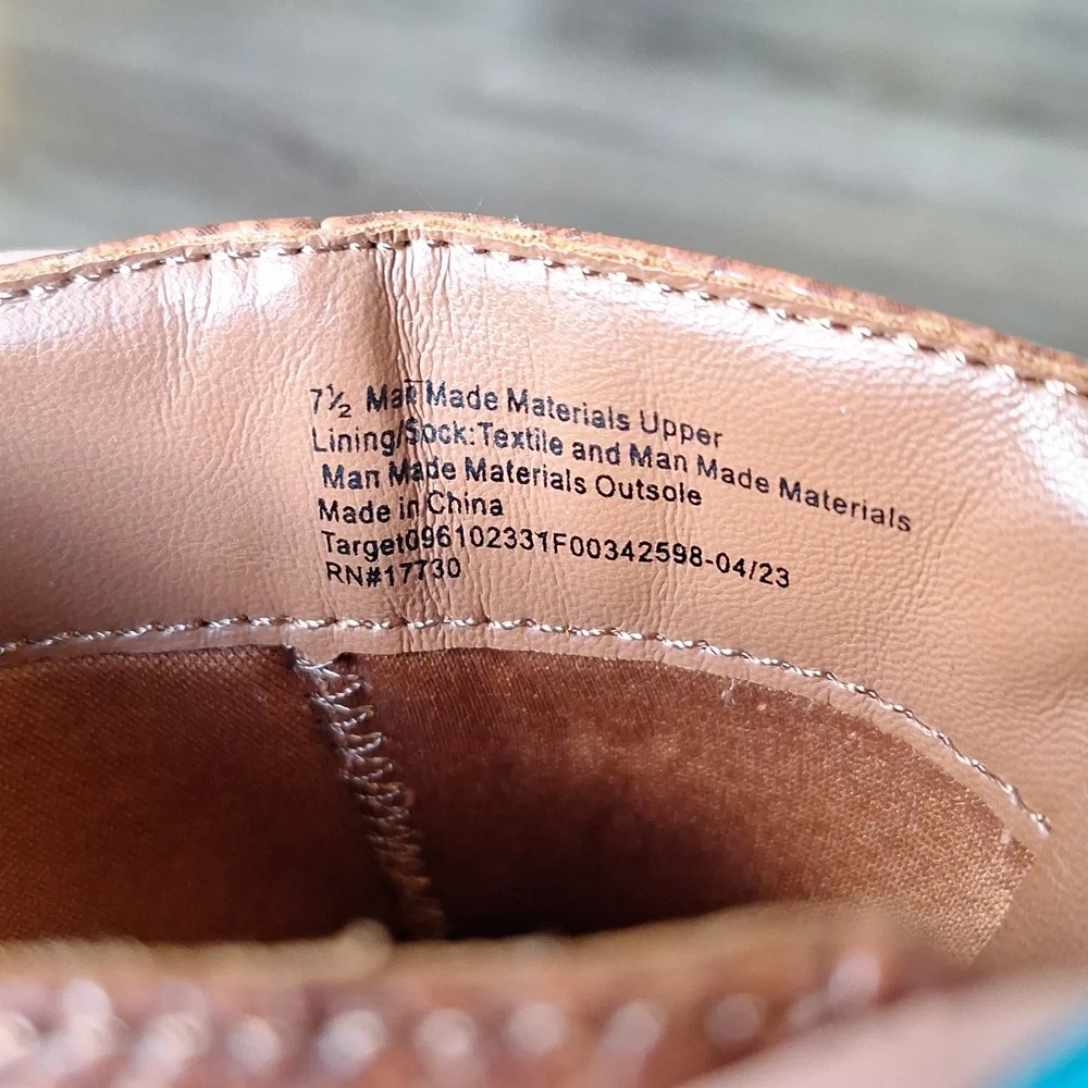 Nwt Universal Thread Red Brown Reptile Print Heeled Boot - Picture 7 of 8